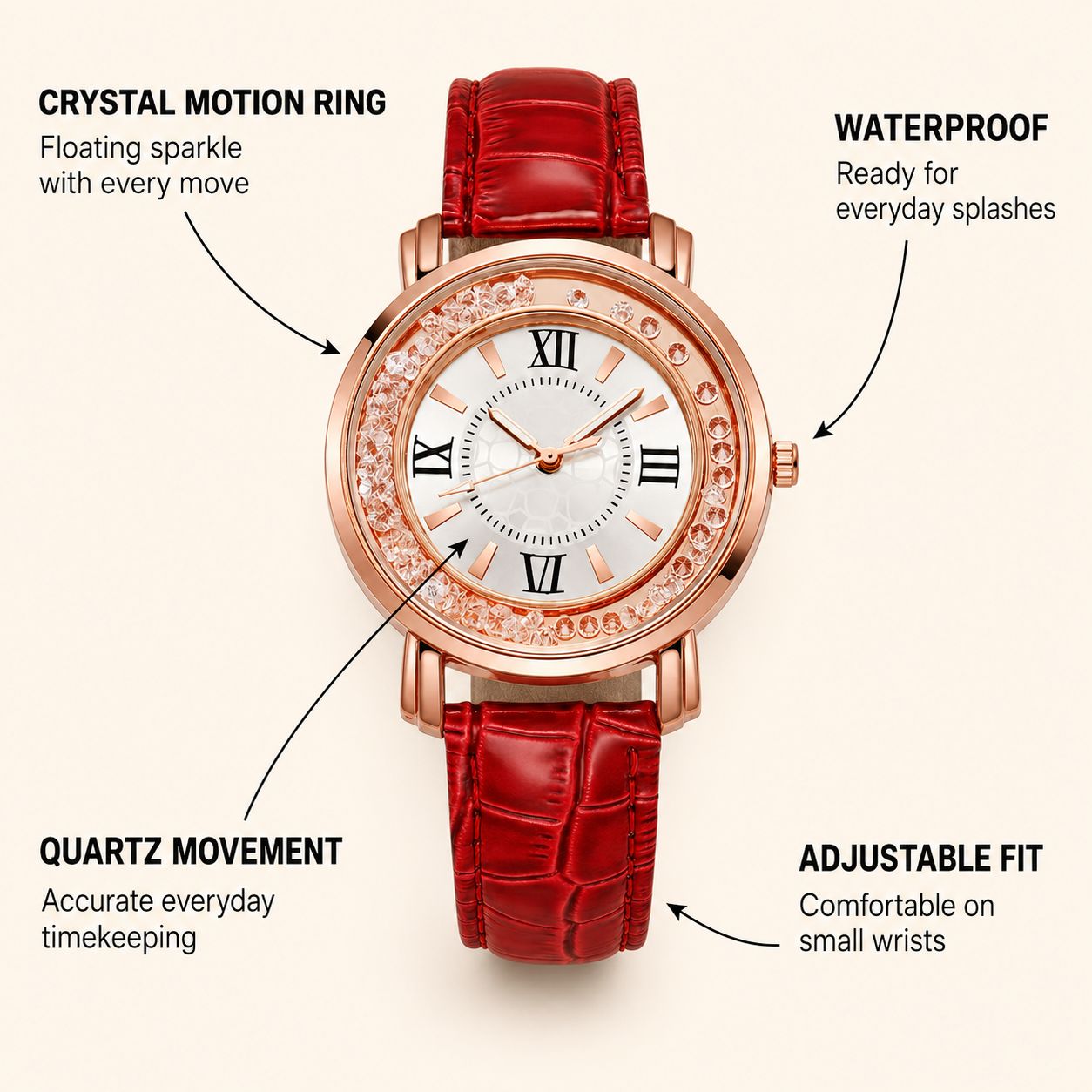 Crystal Accented Roman Numeral  Watch