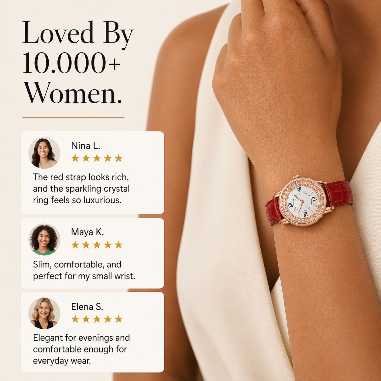 Crystal Accented Roman Numeral  Watch