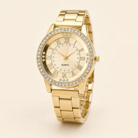 Crystal-Accented Gold Bracelet Watch