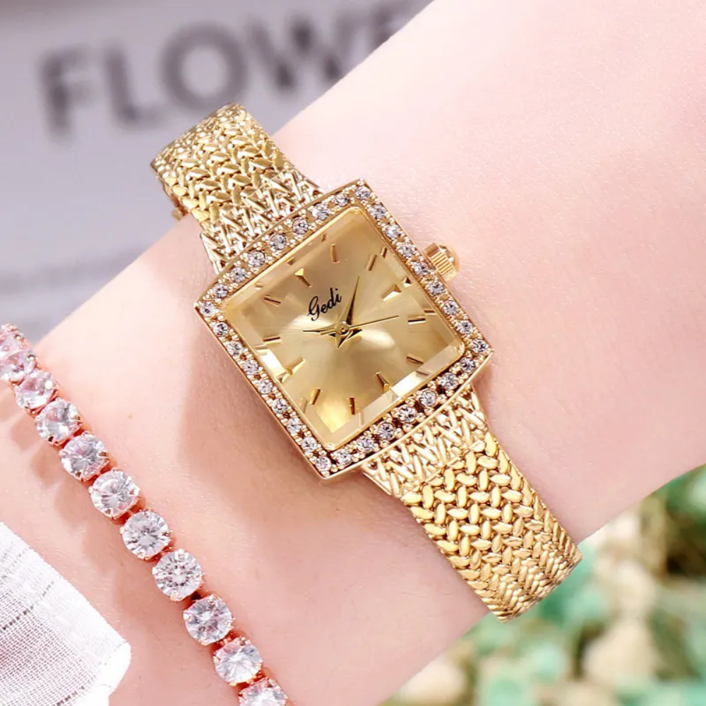 Velina | Mesh Belt Retro Square Ladies Diamond Watch