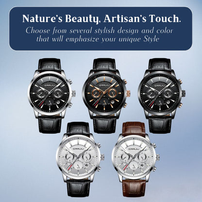 Rowan | Trendy Army-Inspired Leather Timepiece Watch | 42mm