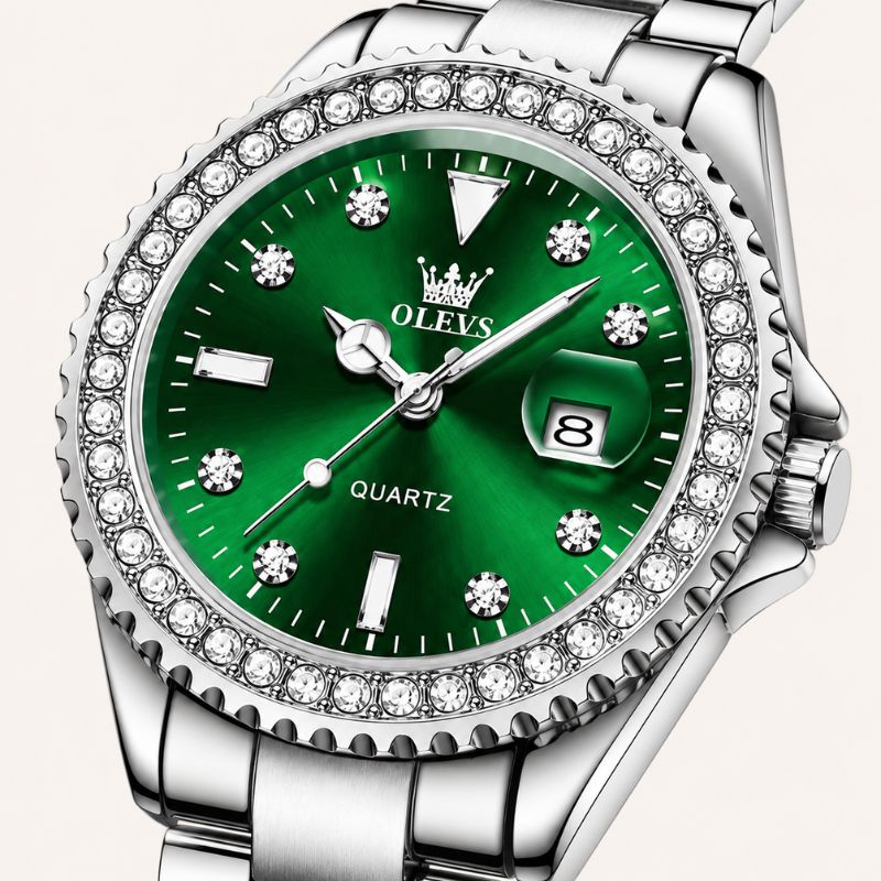 Crystal Bezel Stainless Steel Watch