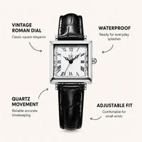 Square Roman Numeral Leather Watch