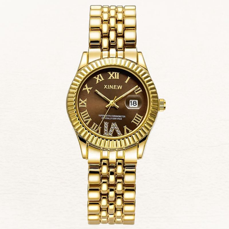 Brown Dial Gold Bracelet Watch