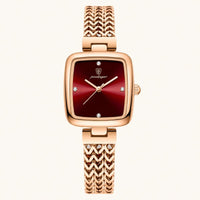 Green Dial Watch with Braided Gold Bracelet