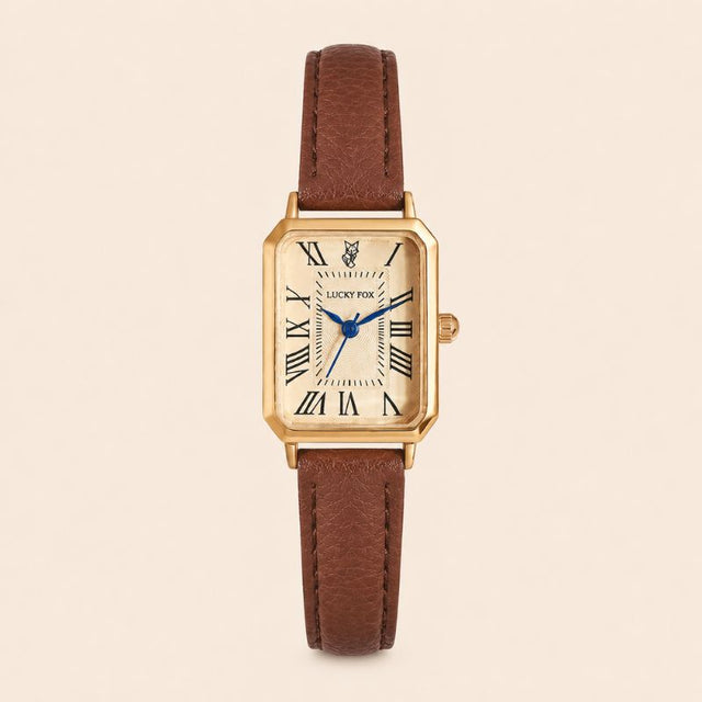 Rectangular Roman Numeral Leather Watch