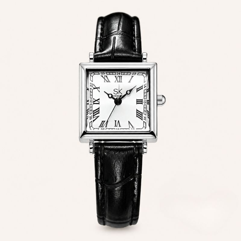 Square Roman Numeral Leather Watch
