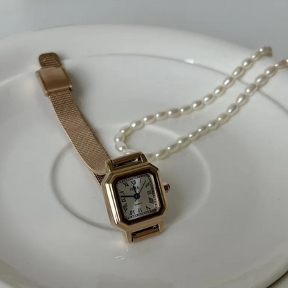 Zalene | Small Square Retro  Steel Watch