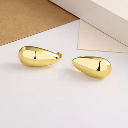 Elegant Gold Water Drop Glossy Earrings