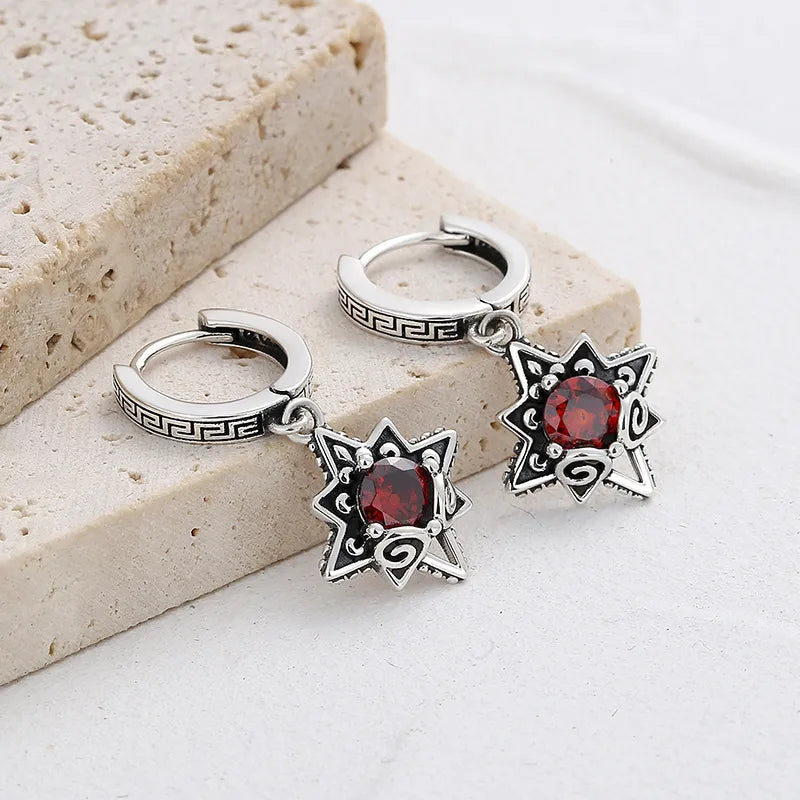 Vintage Six-Star Silver Earrings