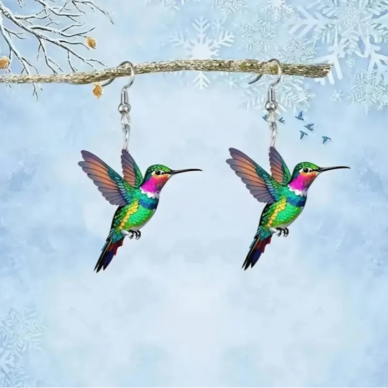Colorful Hummingbird Acrylic Earrings
