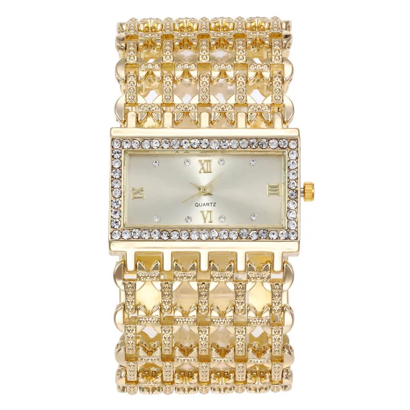 High-End Women’s Square Diamond Wristwatch