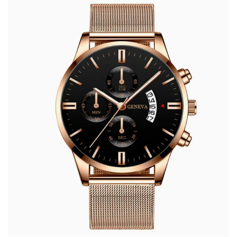 Elijah | Elegant Mesh Band Watch – Luxury Quartz Timepiece