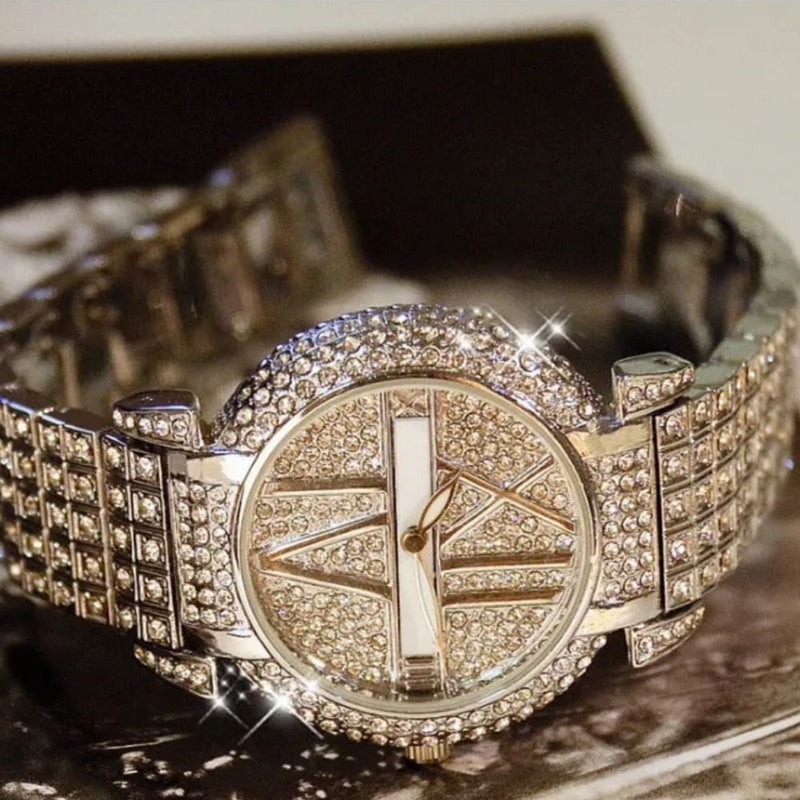 Women’s Fashion Diamond Watch – Stainless Steel Quartz Wristwatch