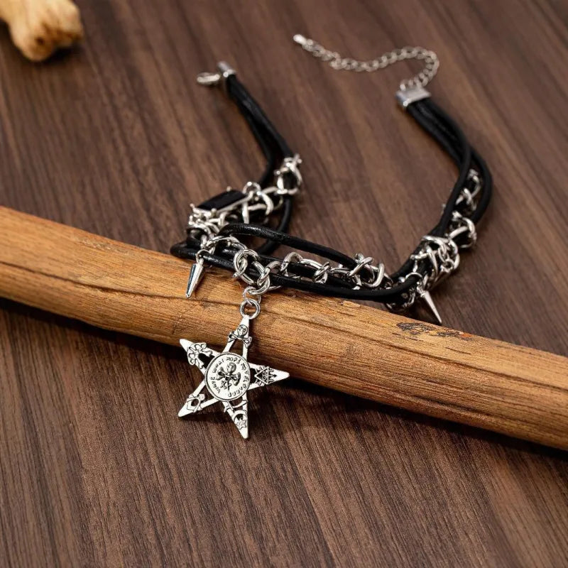 Vintage Gothic Skull Star Necklace