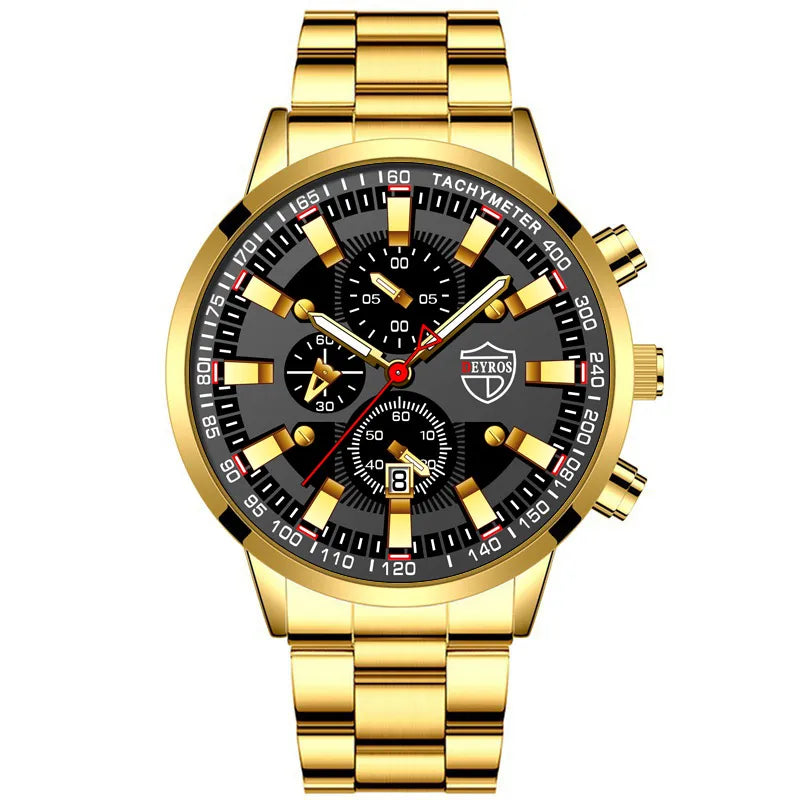 Men’s Stainless Steel Quartz Watch – Luminous Wristwatch