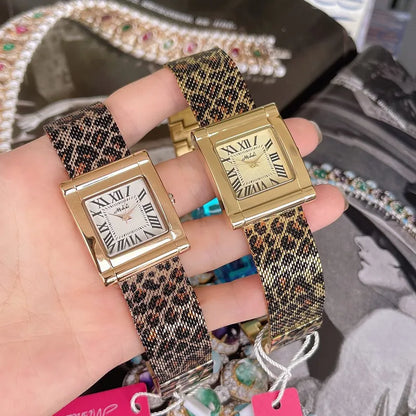 Leopard Mesh Square Watch for Women