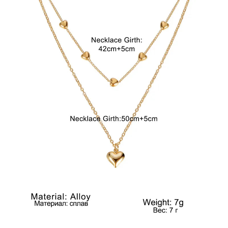 Vintage Double Heart Pendant Necklace