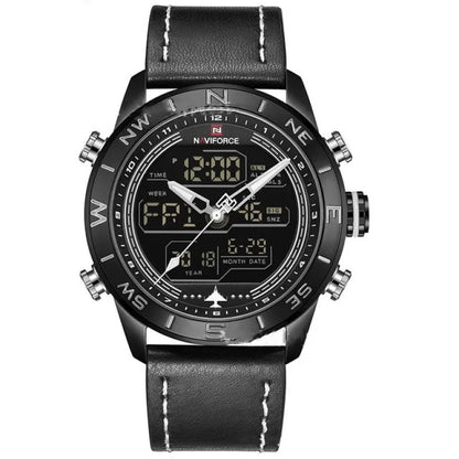 Adrian | Men’s Watch – Sporty Analog-Digital with Military Leather Style