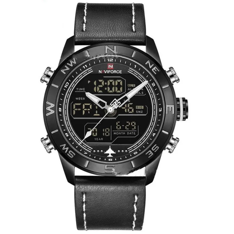 Adrian | Men’s Watch – Sporty Analog-Digital with Military Leather Style