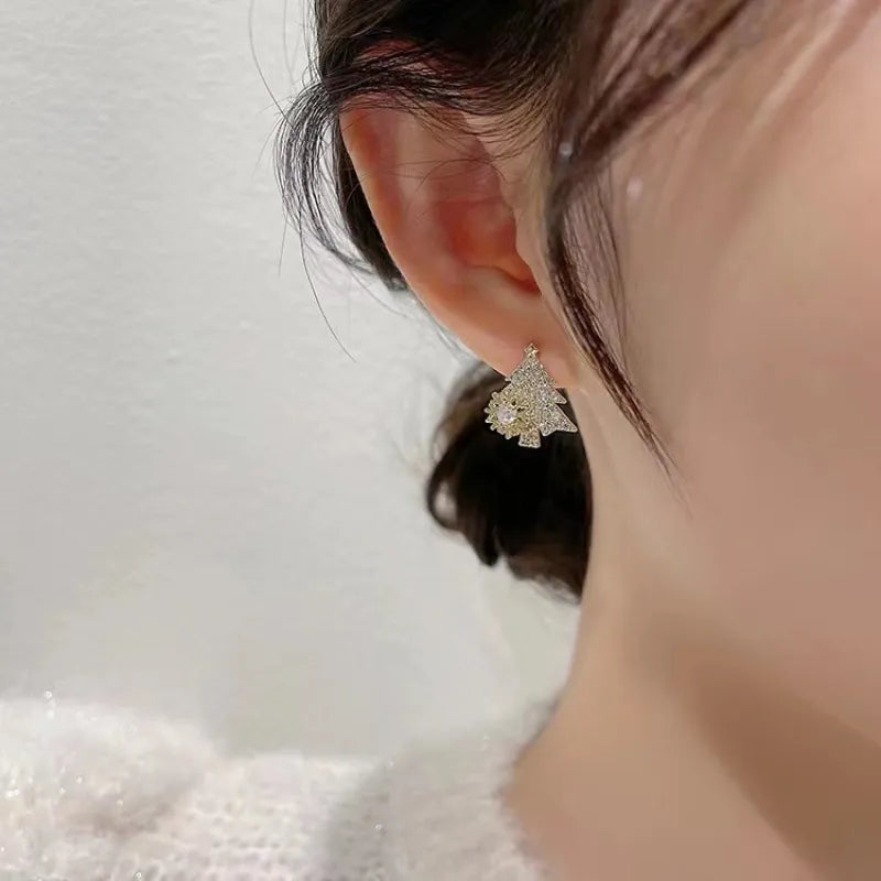 Vintage Christmas Tree Sparkling Earrings