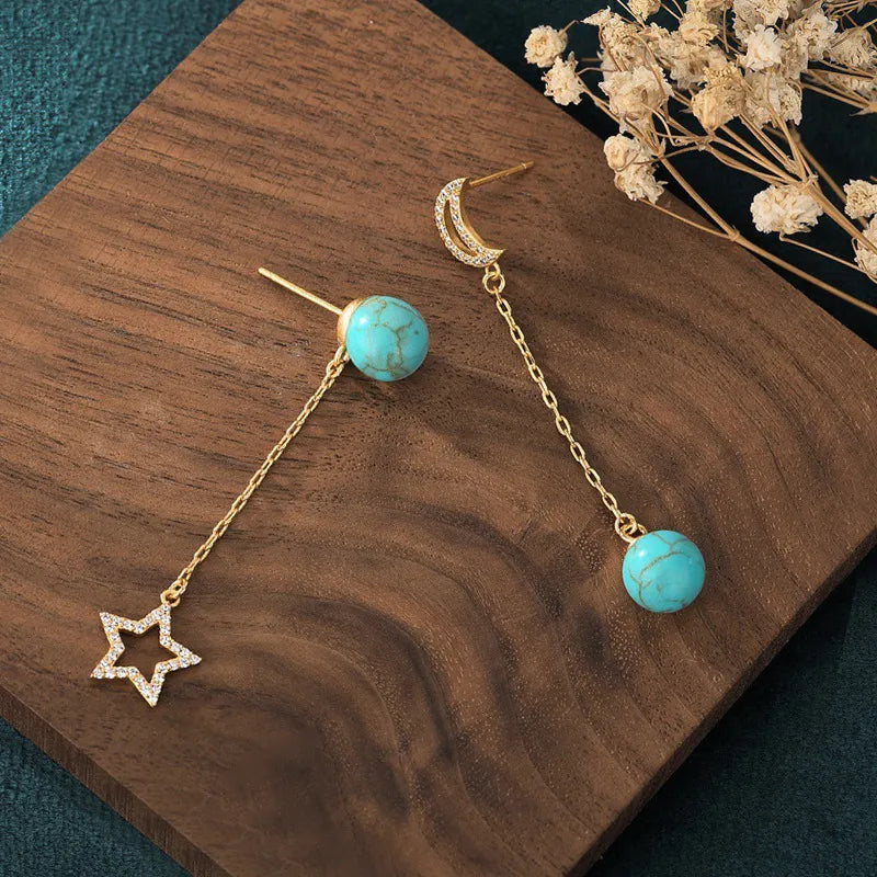 Asymmetric Star Moon Earrings