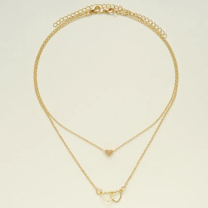 Vintage Double-Layer Hollow Heart Cross Necklace