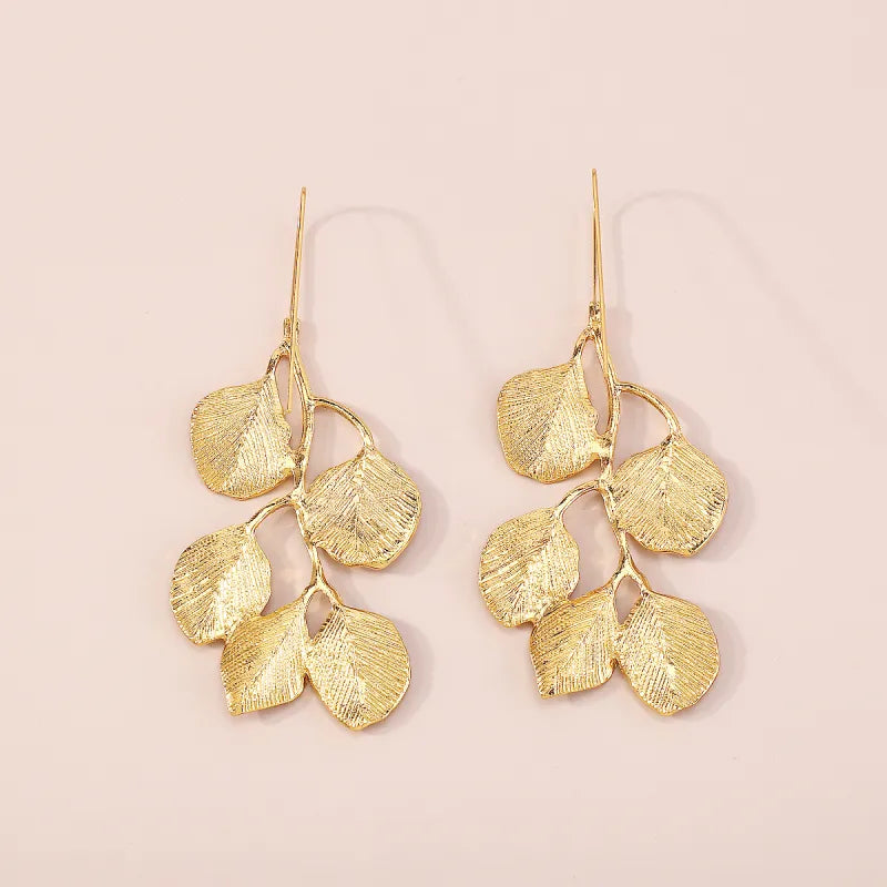 Vintage Earring Luxury Metal Leaf