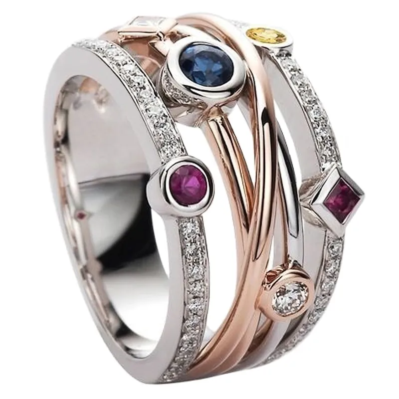 Vintage Colorful Hollow Zirconia Ring