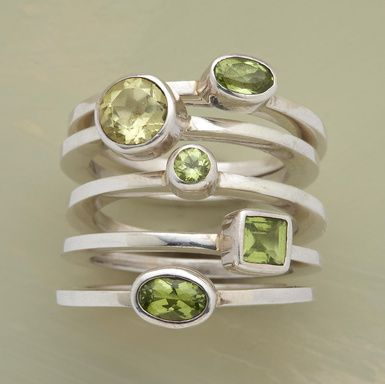 Vintage Green Glass Layered Silver Ring-Lydieannejewelry