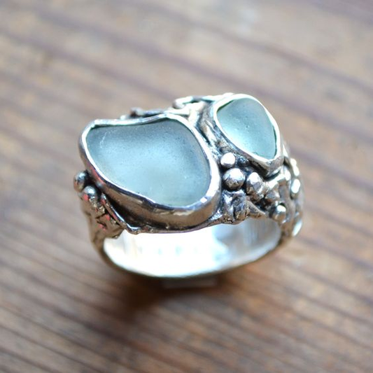 Vintage Natural Inlaid Blue Stone Ring-Lydieannejewelry