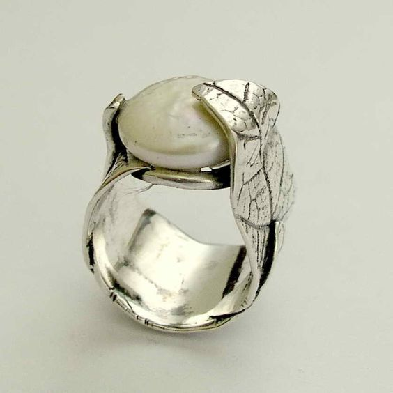 Vintage Natural Inlaid Stone Leaf Ring-Lydieannejewelry
