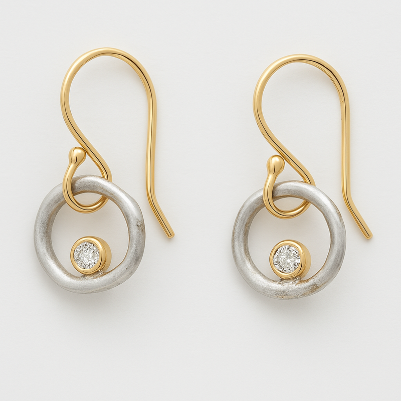 Vintage Gold & Silver Zirconia Earrings