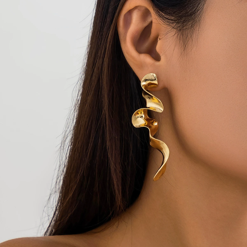 Vintage Irregular Gold Plated Earrings-Lydieannejewelry