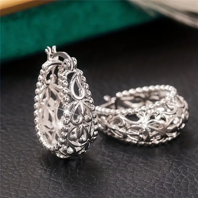 Vintage Hollow Bright Basket Silver Earrings-Lydieannejewelry