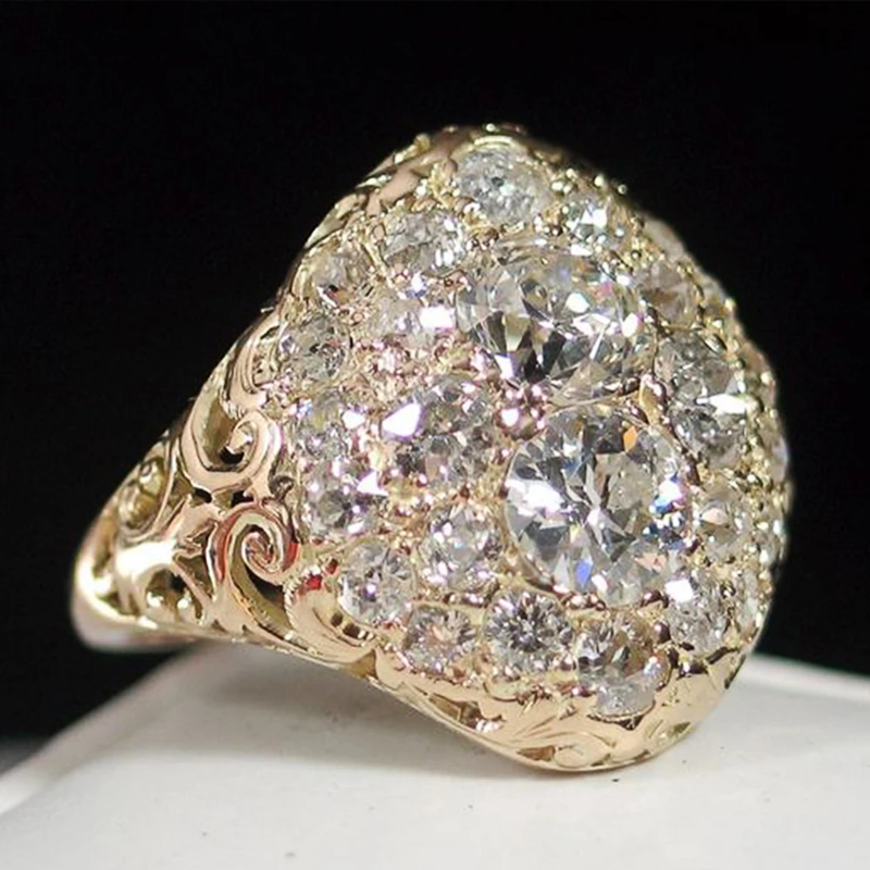 Vintage Bright Rounded Gold Ring-Lydieannejewelry