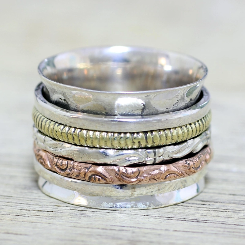 Vintage Gold & Silver Rose Ring-Lydieannejewelry