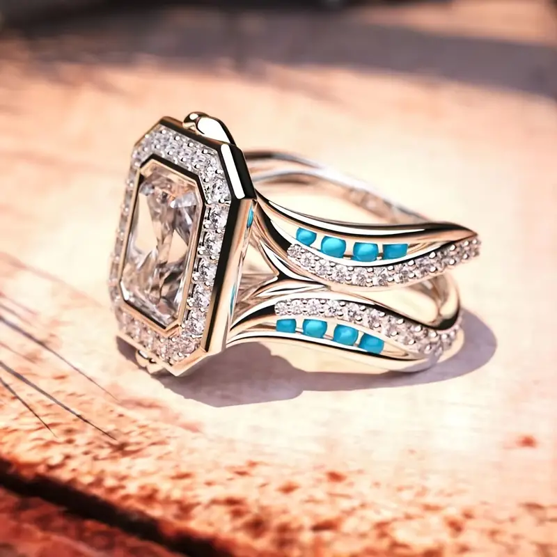 Vintage Blue Opal Zirconia Ring-Lydieannejewelry