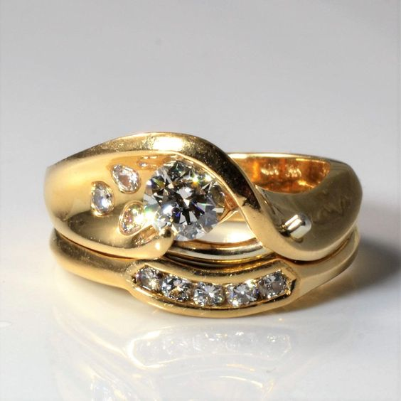 Vintage Zirconia Irregular Gold Ring-Lydieannejewelry