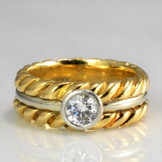 Vintage Zirconia Knotted Gold Ring-Lydieannejewelry