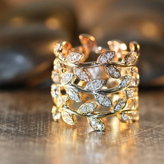 Vintage Bright Leaf Gold Ring-Lydieannejewelry