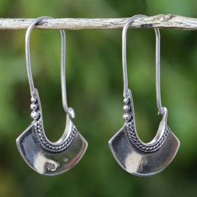 Vintage Silver Crest Earrings-Lydieannejewelry