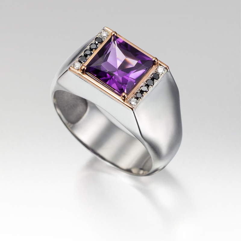 Vintage Purple Glass Silver Ring-Lydieannejewelry