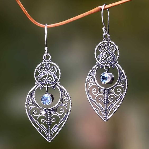 Vintage Crystal Crescent Earrings-Lydieannejewelry