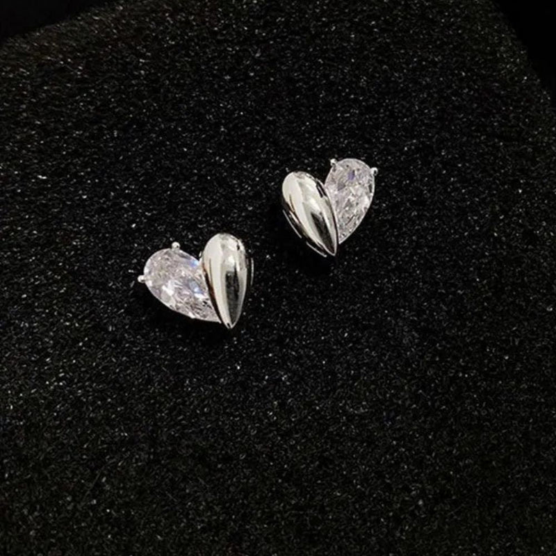 Vintage Sterling Silver Heart Asymmetrical Earrings