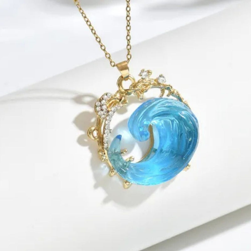 Vintage Resin Ocean Wave Necklace