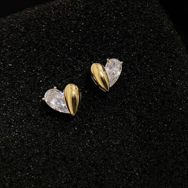Vintage Sterling Silver Heart Asymmetrical Earrings