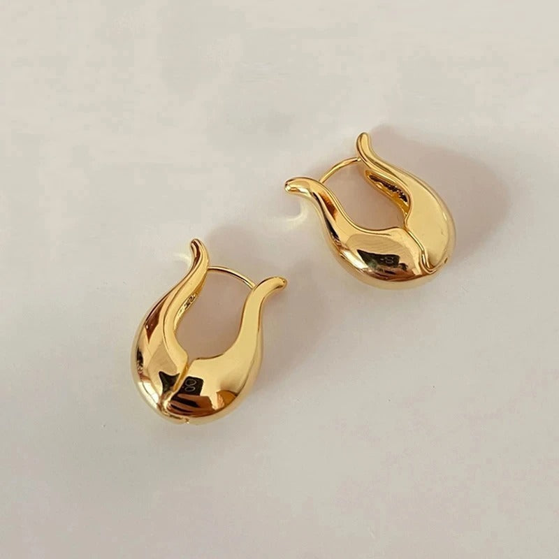 Gold Fluid Sleek Design Earrings-Lydieannejewelry