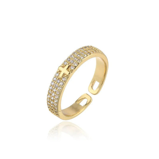 Gold Sparkling Faith Resizable Ring-Lydieannejewelry