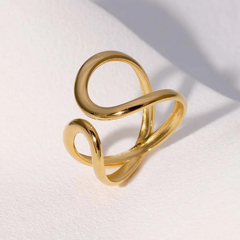 Gold Curved Loop Adjustable Ring-Lydieannejewelry